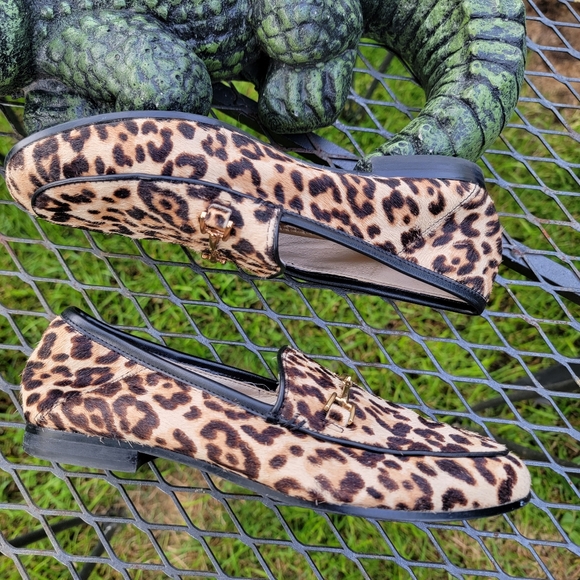 Sam Edelman Loraine Leopard Print Calf Hair Flat Horse Bit Loafers Size 6 - Picture 8 of 10